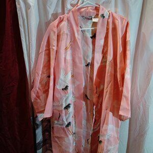 Marnky pink cream crane kimono jacket/robe Large